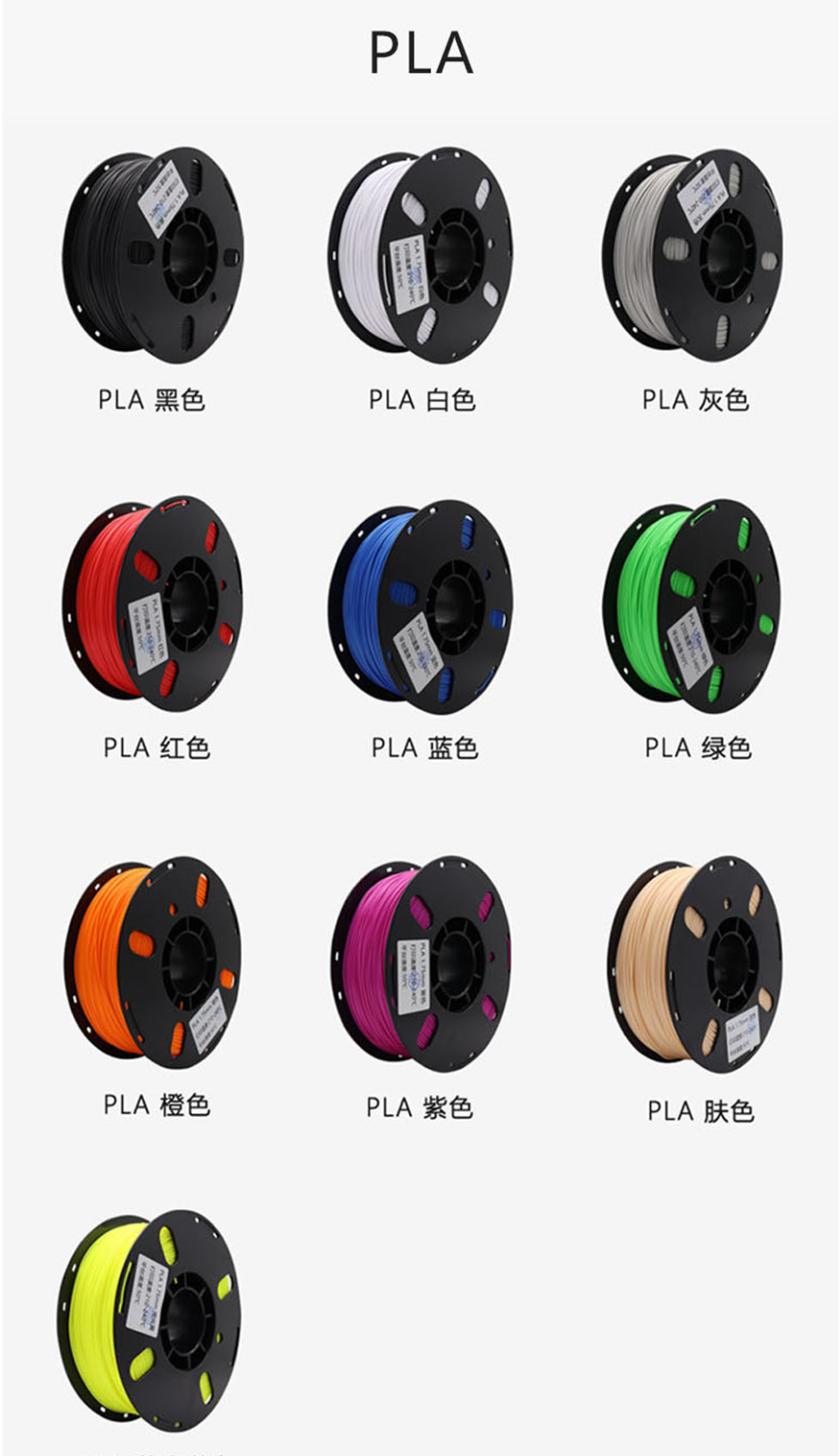 PLA color card